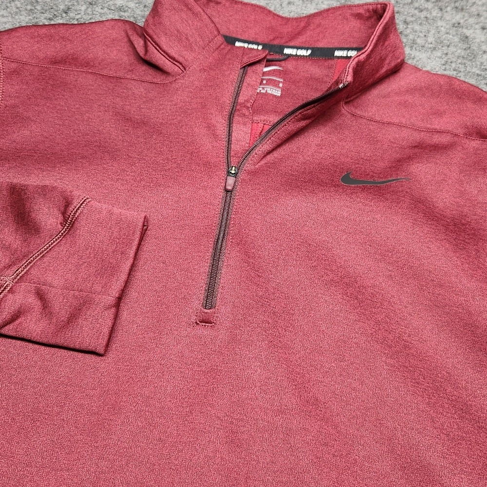 Nike Golf Mens Therma Repel Maroon 1/2 Zip Fleece Pullover Shirt Large Golfing